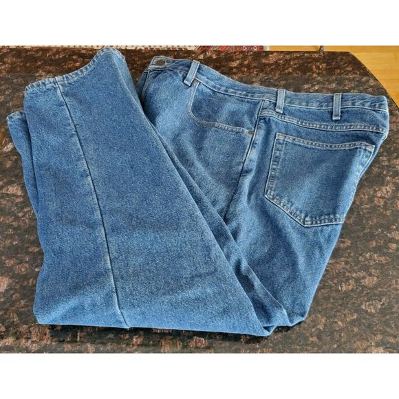 LL Bean Plaid Flannel Lined Jeans 37X29 Relaxed Fit 100% Cotton Blue Denim Pants - Picture 6 of 7